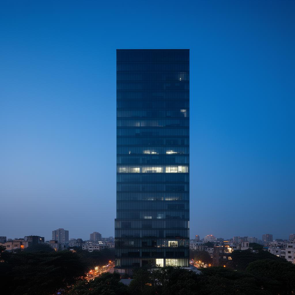 Glass tower at dusk in Singapore